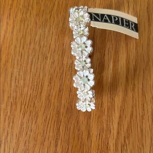 Napier White Floral Bracelet with Silver Details